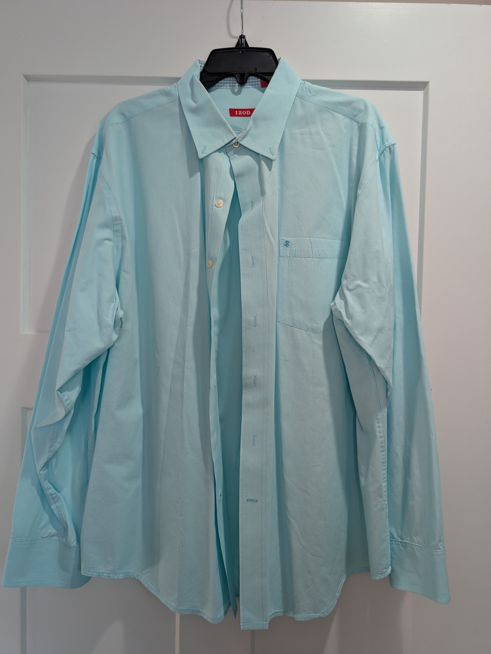 Izod Men's Mint Blue Long-Sleeve Dress Shirt